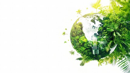 Sustainable Development Concept with Green Globe and Light Bulb