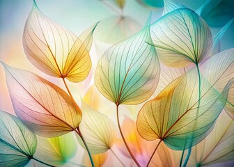 Fototapeta premium Minimalist Botanical Line Art: Abstract Leaf Collage, Long Exposure Photography