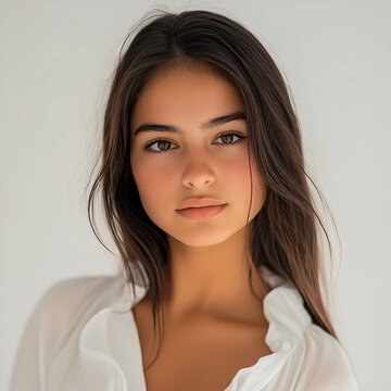 Portrait of a beautiful young latina woman in white shirt
