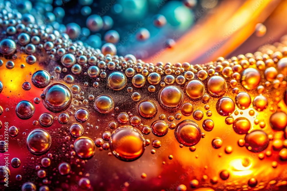 Poster minimalist close-up soft drink background texture: abstract patterns & bubbles