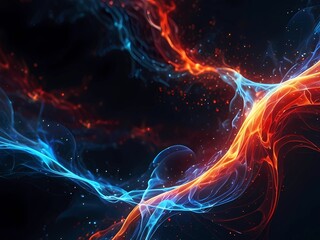 Fototapeta premium Plasma Streams Background Generative AI.Background Energy Flow.A close-up of brain cells in action, illustrating synaptic activity and neural communication.Vibrant flames gracefully dance .