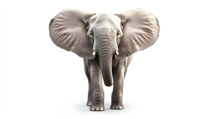 Obraz premium African Elephant Facing Forward On White Background