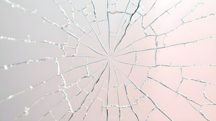 Obraz premium 3D render close-up of a cracked mirror with frosty ice patterns spreading across its surface, isolated on white background, hyper-realistic 8K.