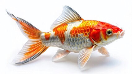 Minimalist Koi Fish Isolated on White Background - Elegant Aquatic Stock Photo