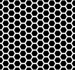 Hexagon geometric pattern. Seamless honeycomb cell background. Abstract hex design for flyers, ads, fabric, clothes, and textile patterns. Vector illustration.