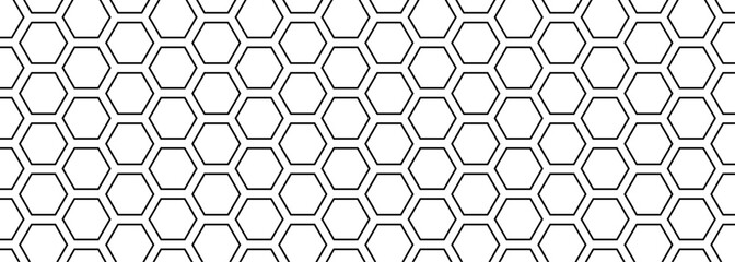 Hexagon geometric pattern. Seamless honeycomb cell background. Abstract hex design for flyers, ads, fabric, clothes, and textile patterns. Vector illustration.