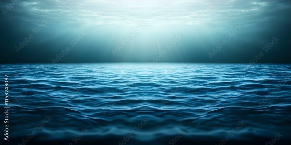 Aufkleber a serene ocean surface with gentle waves, illuminated by soft light filtering through the water abov