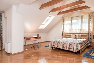 Style bedroom interior residential building, bedchamber design hotel apartment