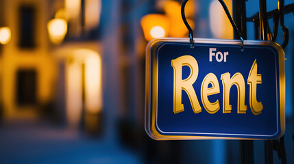 For rent sign displayed on a residential building, symbolizing opportunities for new beginnings and the dynamic nature of urban living.