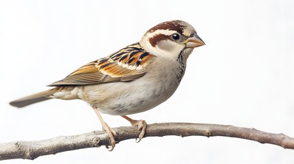 A Eurasian tree sparrow perched on a branch