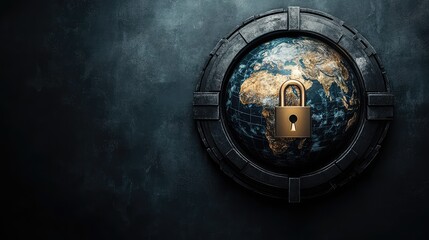 Globe with Lock Symbolizing Protection or Safety