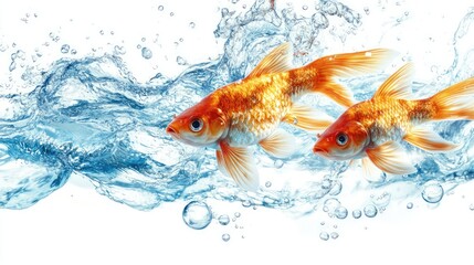 Poster Depicting Fish and Water Bubbles