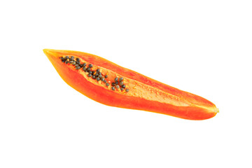Ripe papaya fruit sliced isolated on white background, Organic papaya, Ripe fruit