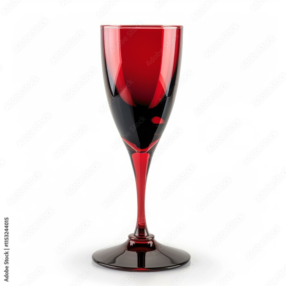 Poster empty red wine glass standing on a white background, creating a sophisticated and minimalist image