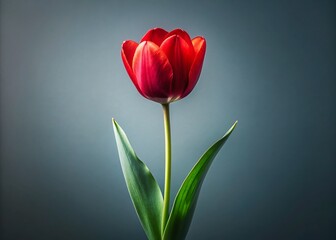 Minimalist Red Tulips: AI-Generated Generative Art Stock Photo