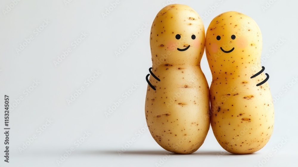 Poster two potatoes with arms hugging each other