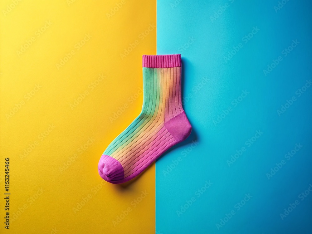 Poster minimalist sock silhouettes: thin line flat color design, left-aligned with copy space