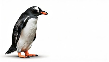Penguin on white background and cute bird and adorable penguin and animal in nature