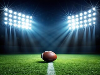 Minimalist Stadium Night: Football Illuminated by Lights, Copy Space