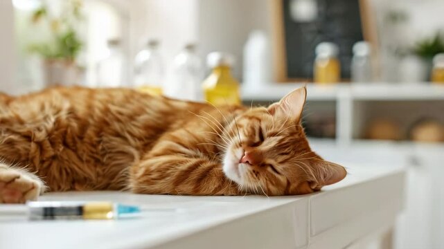 vaccination or euthanasia of cute cat in the modern clinic