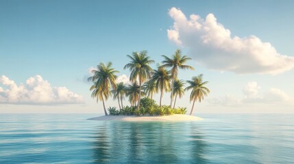 Tropical Island Paradise with Lush Palm Trees