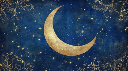 Naklejka premium Beutiful Cresent Moon With Little Star