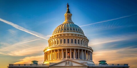 Fototapeta premium Minimalist US Capitol Building Dome, Washington DC Skyline, American Landmark, Architectural Photography