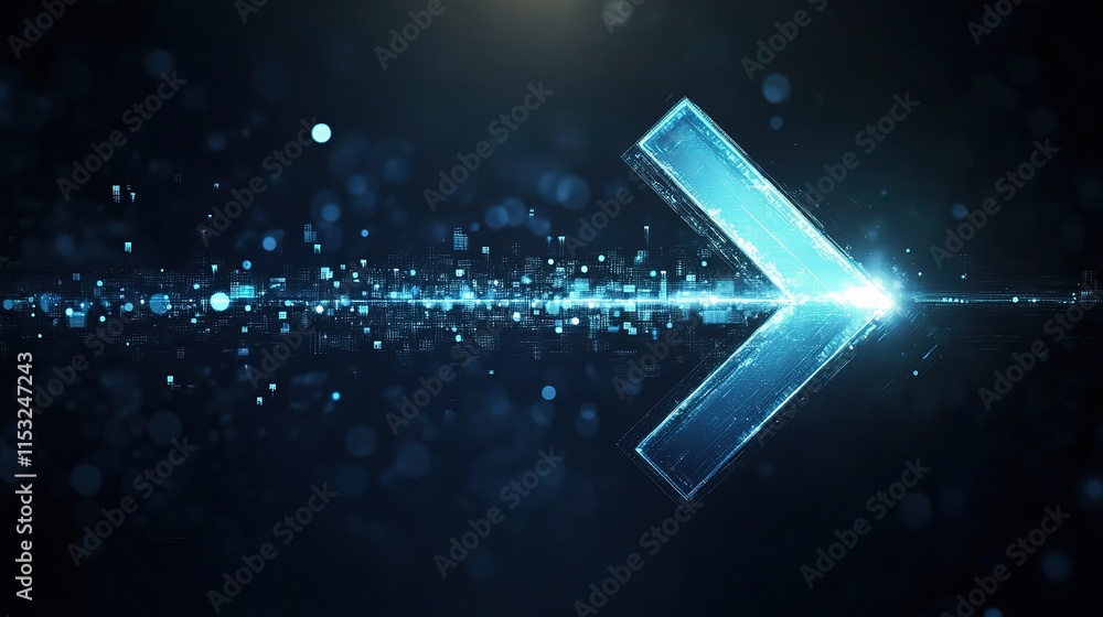 Poster digital transition abstract arrow chart with illuminating effect