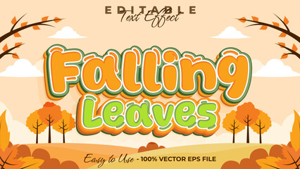 Falling leaves text effect, autumn festival graphic style editable text
