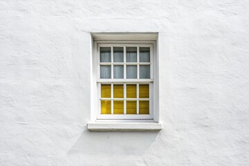 Fototapeta premium Minimalist White Window on White Wall - Modern Architectural Detail Stock Photo