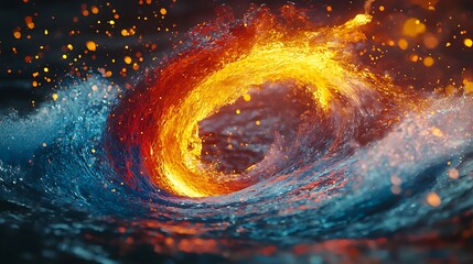 Fototapeta premium Fiery Wave Abstract Art Surreal Ocean Fire