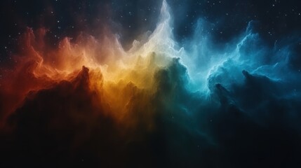Fototapeta premium Fiery and icy nebula cosmic clouds clashing in space.