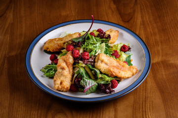 mixed salad with crispy duck and green apple