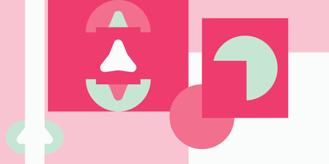 Geometric abstract art with vibrant colors and bold design, ideal for posters or modern graphics