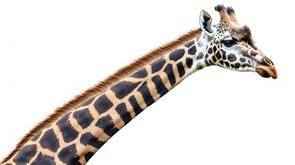 Naklejka premium Elegant Giraffe Neck Profile Against White Background