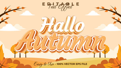 Hallo Autumn text effect, autumn festival graphic style editable text