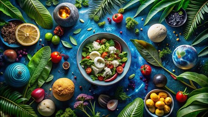 Modern Greek Pattern Food Photography: Moon, Planets & Plants