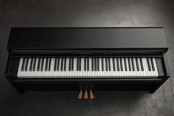 Fototapeta premium Black Digital Piano Top View
