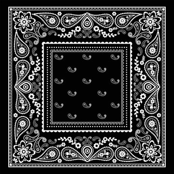 black and white bandanna paisley 