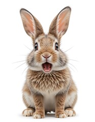 Fototapeta premium Adorable Brown Rabbit Showing Happy Expression