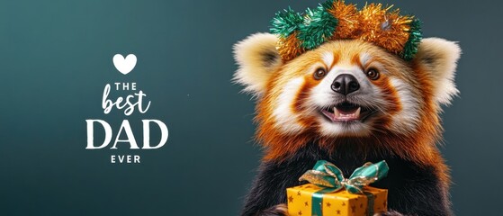 Adorable Red Panda Celebrates Fathers Day with Gift, Best Dad Ever