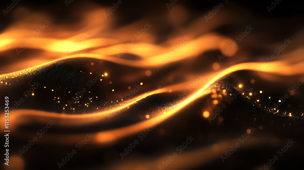 Poster romantic sparkle waves with bokeh effects abstract background warm environment close-up view