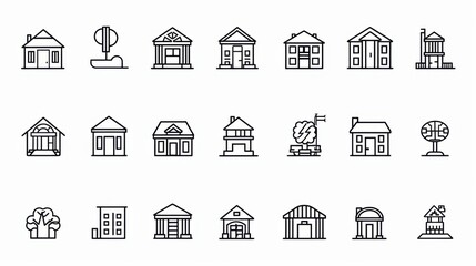 Fototapeta premium House and Building Icon Set on White Background
