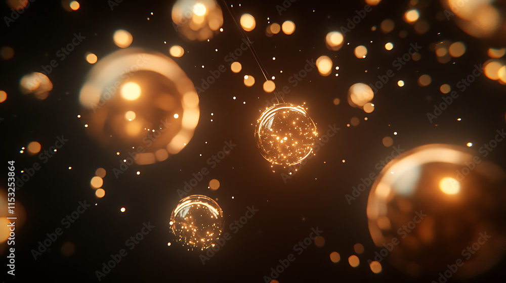 Aufkleber sparkling bokeh lights create a romantic atmosphere in a dark environment for stunning visuals