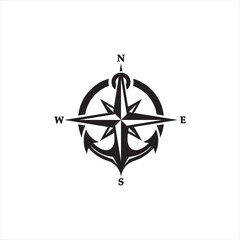 A logo with a compass and anchor, symbolizing direction and stability vector design illustration