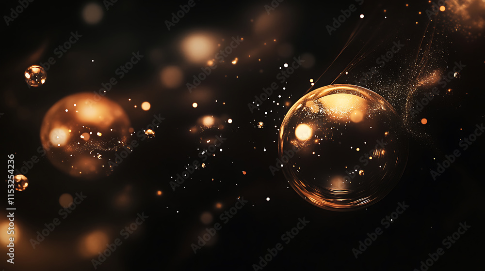 Poster romantic bokeh sparkle bubbles dark background abstract art ethereal atmosphere close-up view