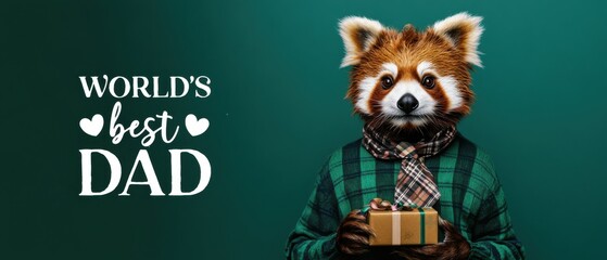 Adorable Red Panda Celebrates Fathers Day with a Gift, Worlds Best Dad