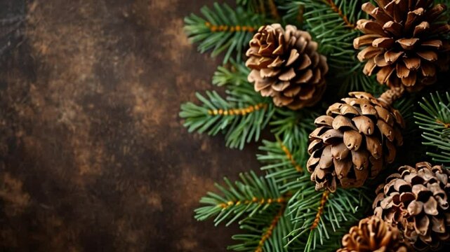 pine cones on a wooden background