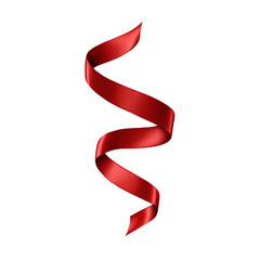 Curly red ribbon on transparent background PNG Generative AI