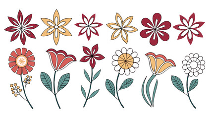 Hand drawn floral illustration with colorful flowers